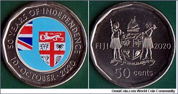 Fiji 2020 50 Cents.

50 Years of Independence.