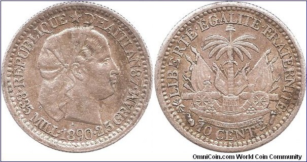 10 Centimes 1890 Haiti