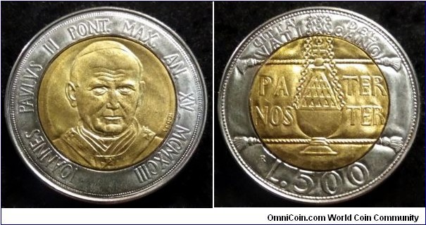 Vatican 500 lire.
1993, Pater Noster. Pontif. Ioannes Paulus II.