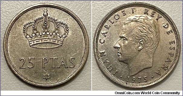 25 Pesetas (Kingdom of Spain / King Juan Carlos I / 1979 Issue // Copper-Nickel 75/25)