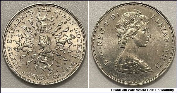 25 New Pence (United Kingdom / Queen Elizabeth II - 80th birthday of Queen Elizabeth the Queen Mother 1980 // Copper-Nickel) 