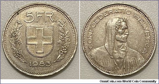 5 Franken (Swiss Confederation // Copper-nickel 75/25)