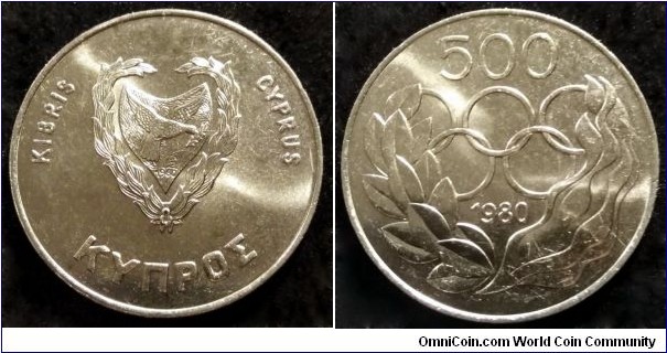 Cyprus 500 mils.
1980, Summer Olympic Games in Moscow.