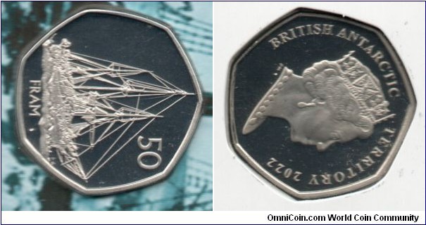 BAT 50p. Fram, 150th Anniversary of the Birth of Roald Amunsen
