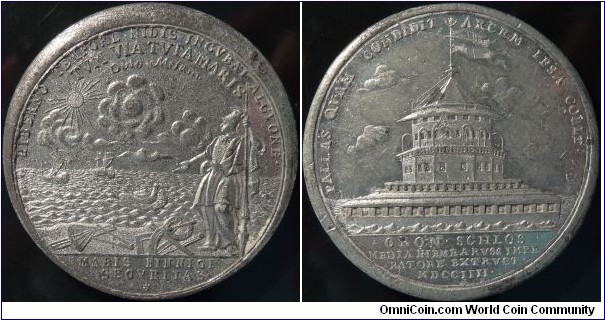 WM Medal on the Construction of Kronschloss Fortress 1704 by T. Iwanoff. Diakov-19.2 
