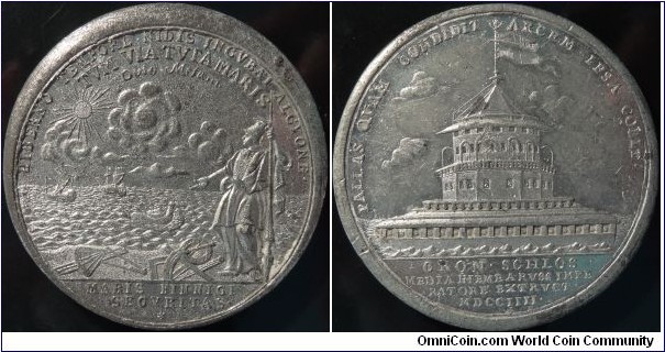 WM Medal on the Construction of Kronschloss Fortress 1704 by T. Iwanoff. Diakov-19.2 