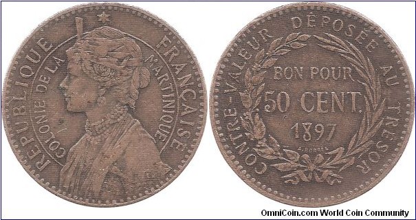 50 Centimes 1897 Martinique