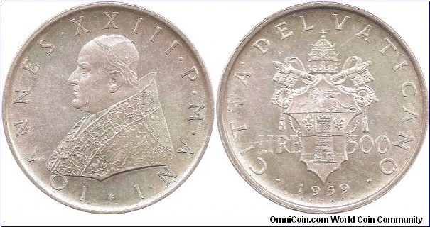 500 Lire 1959 Vatican