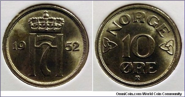 Norway 10 ore. 1952