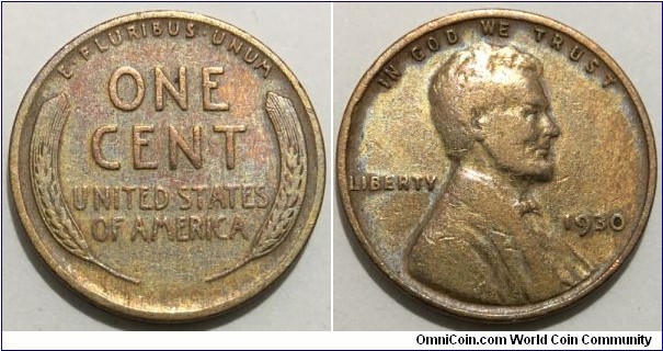 1 Cent (Federal State - USA / Lincoln - Wheat Ears Reverse // Bronze 3.11g)