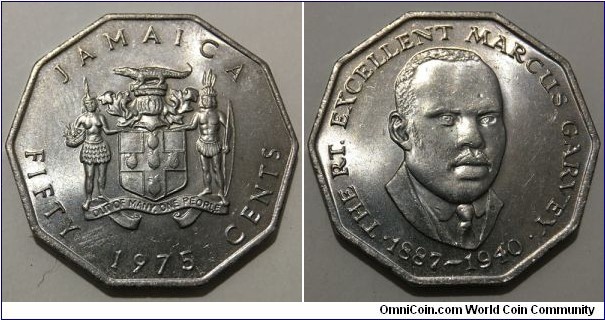 50 Cents (Commonwealth - State of Jamaica / Queen Elizabeth II // Copper-Nickel)