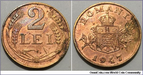 2 Lei (Kingdom of Romania / King Mihai I - 2nd reign // Bronze 3.5g)