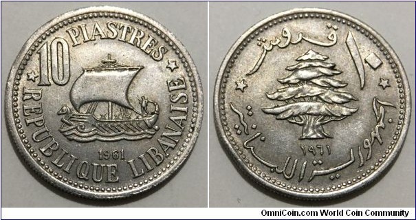 10 Piastres (Republic of Lebanon // Copper-Nickel 75/25)