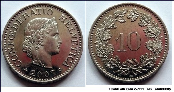 Switzerland 10 rappen.
2007 B