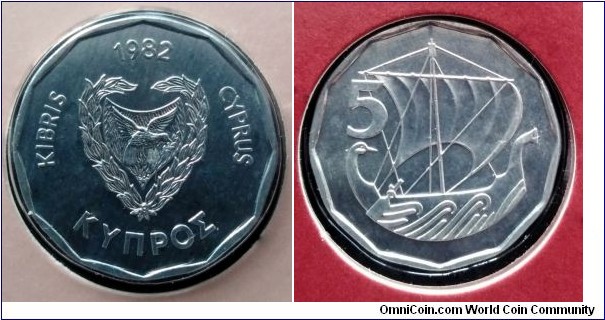 Cyprus 5 mils.
1982