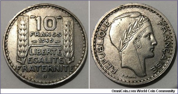 10 Francs (4th French Republic // Copper-Nickel)