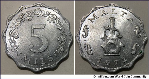 5 Mils (State of Malta / Queen Elizabeth II // Aluminium-Magnesium)