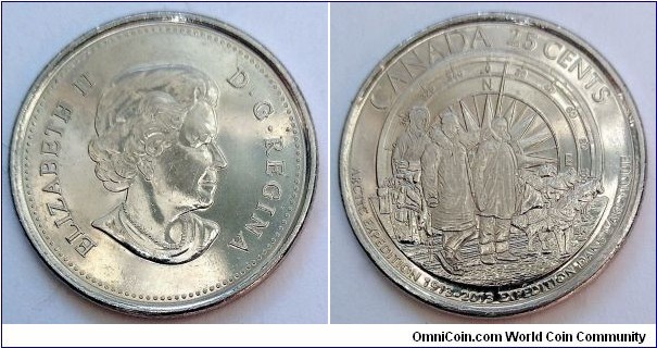 Canada 25 cents. 2013, 100th Anniversary of the First Canadian Arctic Expedition.