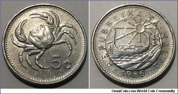 5 Cents (Republic of Malta // Copper-Nickel / Mintage: 150.000 pcs)