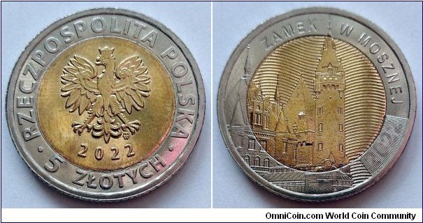 Poland 5 złotych. 2022, Discover Poland - Moszna Castle.