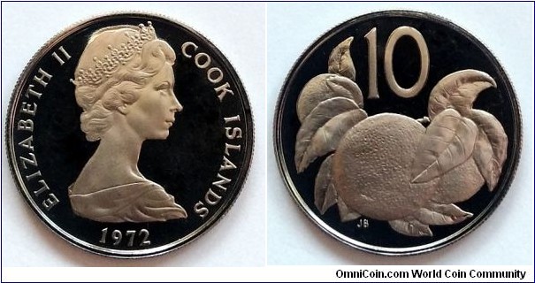 Cook Islands 10 cents.
1972, Proof. Mintage: 17.000 pcs.