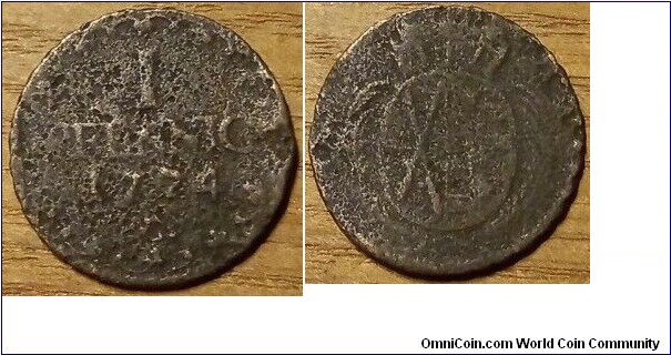 1 Pfennig German States Saxony-Albertine Friedrich August III. Mint Mark C=Dresden