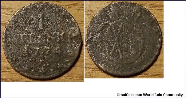 1 Pfennig German States Saxony-Albertine Friedrich August III. Mint Mark C=Dresden