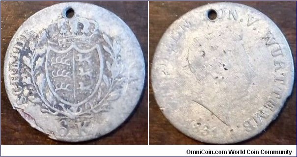 6 Kreuzer Kingdom of Württemberg William I