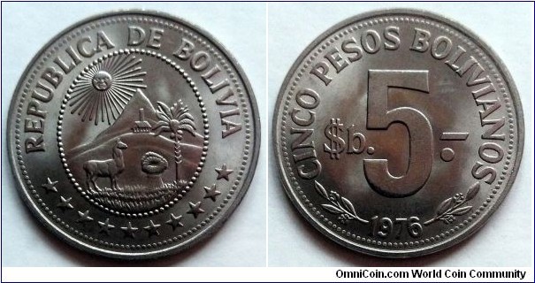 Bolivia 5 pesos.
1976