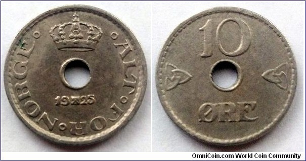 Norway 10 ore.
1925 (II)