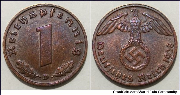 1 Reichspfennig (Third Reich // Bronze 2.01g) 