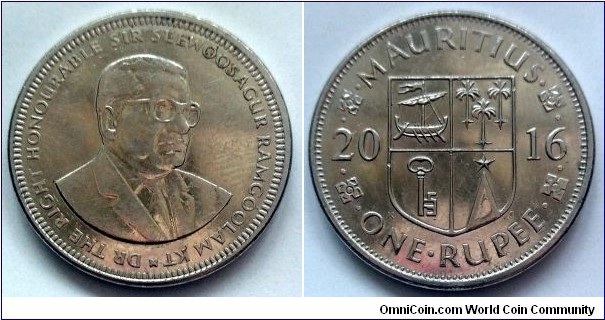 Mauritius 1 rupee.
2016