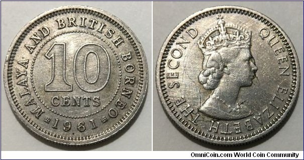10 Cents (Malaya and British Borneo / Queen Elizabeth II // Copper-Nickel) 