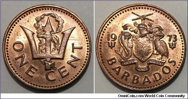 1 Cent (Commonwealth - State of Barbados / Queen Elizabeth II // Bronze 3.11g)