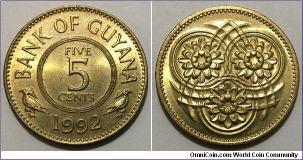 5 Cents (Co‑operative Republic of Guyana // Nickel Brass) 