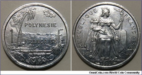 1 Franc (French Polynesia - Overseas Territory // Aluminium / Mintage: 1.000.000 pcs) 