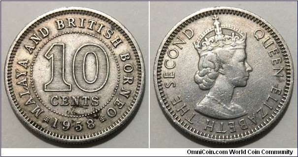 10 Cents (Malaya and British Borneo / Queen Elizabeth II // Copper-Nickel) 