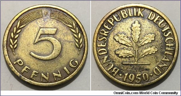 5 Pfennig (West Germany - Federal Republic // Brass clad steel)