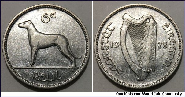 1 Reul / 6 Pingin (Irish Free State / Nickel 4.54g)