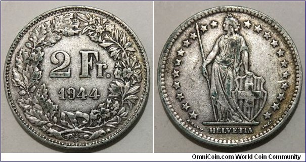 2 Franken (Swiss Confederation // SILVER 0.835 / 10g / ⌀27.4mm) 