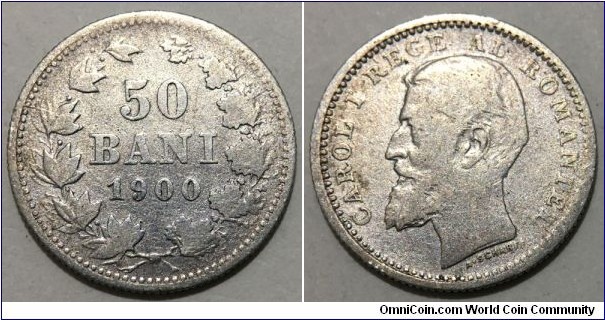 50 Bani (Kingdom of Romania / King Carol I // SILVER 0.835 / 2.5g / ⌀18.6mm) 