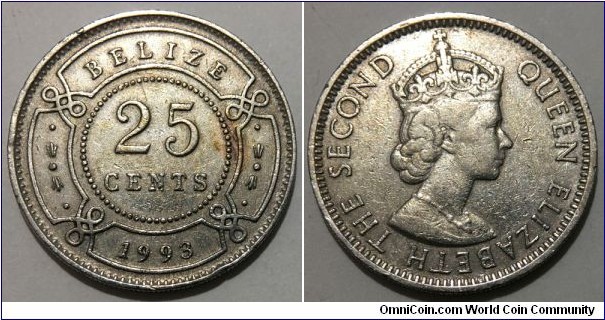 25 Cents (Commonwealth - State of Belize / Queen Elizabeth II // Copper-Nickel) 
