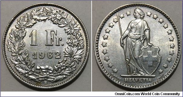 1 Franken (Swiss Confederation // SILVER 0.835 / 5g / ⌀23.3mm) 