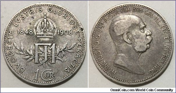 1 Corona (Austro-Hungarian Empire / Archduchy of Austria / Emperor Franz Joseph I / 60th Anniversary of the Reign of Franz Joseph I / SILVER 0.835 / 5g / ⌀23mm)