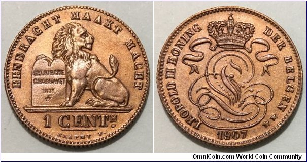 1 Centime (Kingdom of Belgium / King Leopold II // Copper 2g)