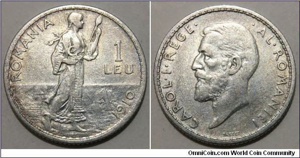 1 Leu (Kingdom of Romania / King Carol I // SILVER 0.835 / 5g / ⌀23mm) 