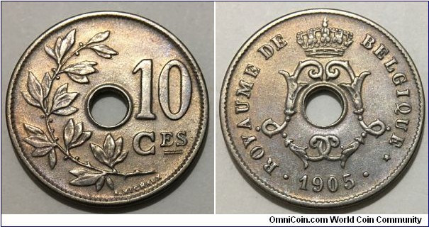 10 Centimes (Kingdom of Belgium / King Leopold II // Copper-Nickel) 
