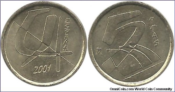 Spain 5 Pesetas 2001