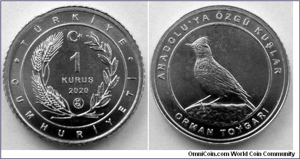 Turkey 1 kurus.
2020, Birds of Anatolia - Woodlark