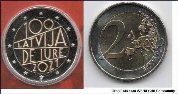 2 Euro 100th anniversary of Latvia’s international recognition de iure